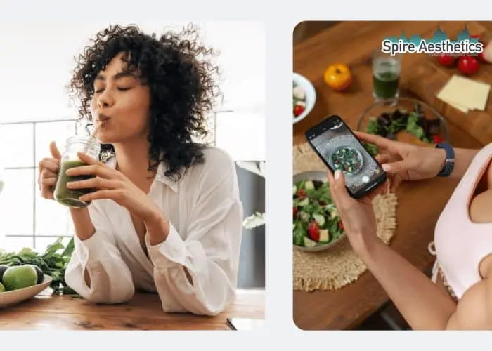 Image of woman looking into her diet and fat freezing Leatherhead to improve her health