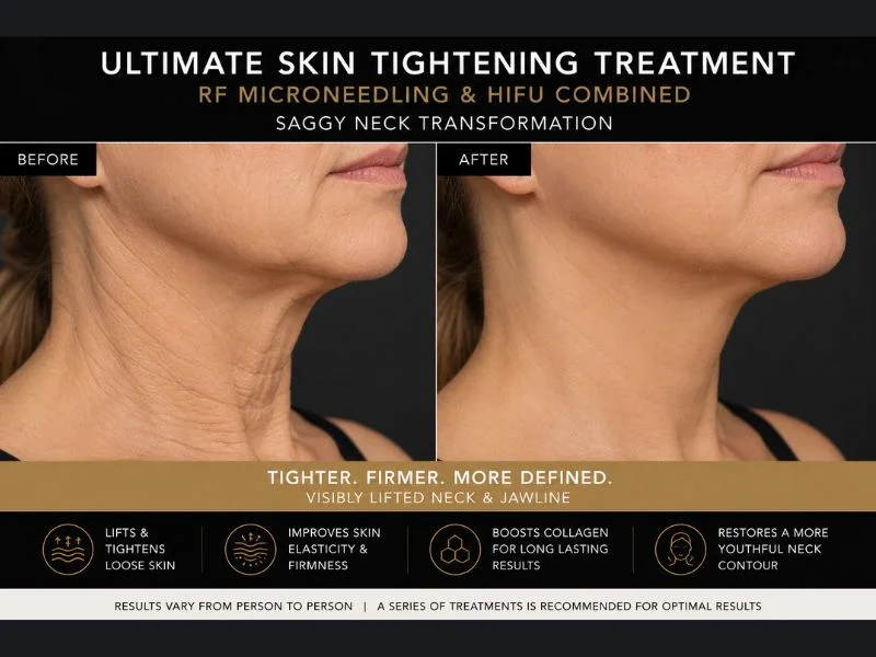 before and after Ultimate skin tightening treatment Leatherhead